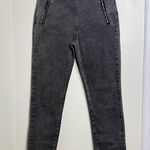 Motf Premium Skinny Cropped Dark Gray/Black Denim Jeans Size Medium (6) Side Zip Gray Photo 0