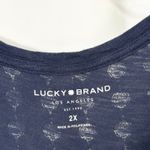 Lucky Brand  Plus‎ Size 2X Top Lotus Tee Navy Blue Medallion Tee Boho Hippie 142 Photo 6