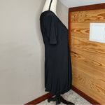 White House | Black Market Black Bubble Hem Pleated Scoop Neck Mini Dress Medium Photo 1