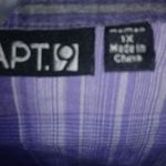 Apt. 9  1X Purple Plaid Cotton Button Down Top Plus Photo 3