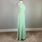 AQUA  Backless Beaded Long Halter A-Line Evening Gown Green Size 8 Formal Dress Photo 2