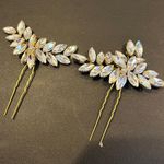 Jeweled Wedding hair Pins Gold Photo 9