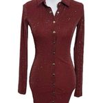Princess Polly  Friday Fever Mini Dress Burgundy BodyCon Glitters Women’s Size 4 Photo 1