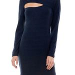 Socialite New  Asymmetric Cutout Long Sleeve Mini Dress Navy Blue Size Large Photo 0