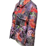 Chico's  Jacket Shirt Shacket Women's Size 1 Medium Linen Silk Multicolored Funky Photo 3