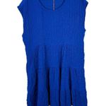 Knox Rose NWT Cap Short Sleeve Swing Dress in Uniform Blue Crinkle Size XL NEW Photo 1