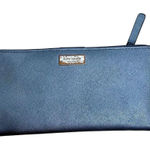 Kate Spade CLASSIC  Bifold Snap Wallet W/ Zipper‎ Gold Hardware 7" x 4" Blue Gray Photo 0
