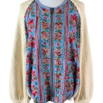 Umgee  Embroidered Sherpa Jacket Boho Festival Cozy Warm Zip Front Medium Photo 0