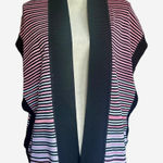 Ming Wang NWT  Pink and Black Striped Side Buttoned Sweater Cardigan‎ Vest Sz M Photo 0