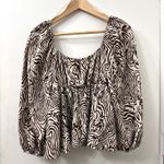 Moon River NWOT  Anthropologie M Puff Sleeve Babydoll Crop Top‎ Psychedelic Funky Photo 4