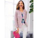 Talbots  Striped Tweed Blazer Sz 4P Multicolor Jacket Preppy Office Career Lined Photo 3