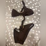 Adoraswim one piece swimsuit brown o ring gold cutout cheeky high leg Photo 1