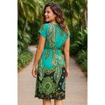 5th & Love 5th Love Large Turquoise Lime Green Black Printed Boho Dress Summer Vacation Photo 3