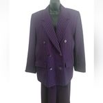 Pendleton Vintage  Women’s Suit Blazer Sz 10 & Pants Sz 14 Purple Striped Wool Photo 10