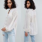 Free People Headed To The Highlands White Oversized Gauze Button Up Shirt Size S Photo 1