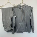 Loft  Set Gray Velour Hoodie and Joggers Pants Size XS Loose Fit Loungewear Photo 0
