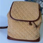 LL Bean Tan Corduroy and Lather Backpack Purse Photo 5