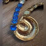 Vintage C.L.B shell gold blue jewel necklace. Photo 1