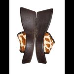 Yellow Box   Sz 7Slide Sandals Cowhide Tooled/Patterned Leather Wedges EUC ws7 Photo 1