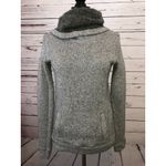 J Crew Small Funnel Cowl Wool Sweatshirt Sweater Wool Blend Gray Pocket Lined Photo 1
