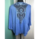 One World  Women’s Boho Open Front W/Tie Crochet Lace Back Cardigan Bat Wing Sz M Photo 10