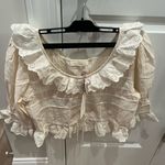 Love Shack Fancy NWT Tiana Eyelet Blouse Top Fawn Cream S Photo 5