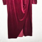 Eloquii  Velvet Puff Sleeve Wrap Midi Dress Size 18 Holiday Special Occasion Wine Photo 4