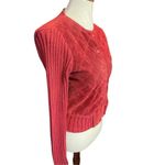 JOHN PAUL RICHARD Uniform Collection Women’s Small Leather & Knit Cardigan Sweat Red Photo 5