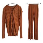 Missguided Two Pieces Co Ord Rib Wrap Collared Knit Top & Pant Size 4 100% Polyester Photo 1
