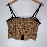 Aerie  Top Women Large Casual Tee Brown Lace Corset Hooks Cropped Sexy‎ Summer Photo 1