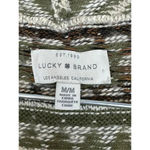 Lucky Brand  Western Nordic Open Cardigan Sz M Boho Pockets Cream Green Jacquard Photo 6