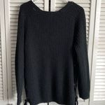 John + Jenn Cherie V-Neck Sweater Lace Up Sides Medium Black Knit Sweater Photo 1