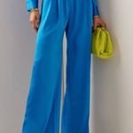 NWT Alex Perry Blue Hutton Pleated Satin Crepe Wide Photo 1