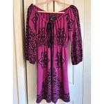Max edition  Boho Peasant Dress – Size Medium – Purple & Black Floral Paisley Photo 7