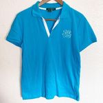 Lauren Ralph Lauren Blue Embroidered V Neck Polo Photo 0