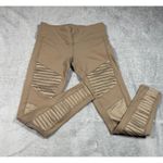 Alo Yoga  Moto Leggings Sculpt High Waist Ribbed Panels Athletic Tan Size S‎ Photo 3