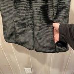 Liz Claiborne Cute black fuzzy faux fur reversible vest pockets warm cozy Photo 6