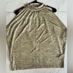 Anthropologie NWT Gold shimmer high neck Halter top zebra print size medium Photo 2