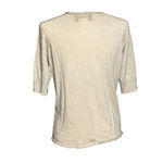 LES COPAINS Women’s Tan 100% Wool Blouse Short Sleeve Gold Detail Size 48 Large Photo 1