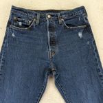 Levi's  501S Skinny Women's 32 Jeans W32 L28‎ Blue Distressed Button Fly Raw Hem Photo 2