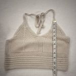 Aerie Cream Crochet Knit Halter Top 100% Cotton Crop Bralette Size Medium FLAWS Photo 6