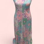 Vintage 70’s pastel floral maxi boho hippie festival maxi dress w/matching shirt Blue Photo 0