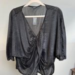 EXPRESS Sheer Black Ribbed Dress Top Photo 4