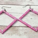 Earrings For Pierced Ears Large Pink & Silver Tone Dangle Photo 1