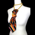 “Dainty Dapper Designs”Orange and Black necktie Necklace Orange Photo 2