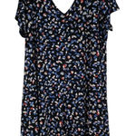 Roamans Blue Printed V Neck Short Sleeve Mini Dress 22/24 Fit & Flare Stretch Size undefined Photo 0