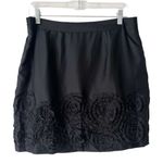 Banana Republic Black 100% Silk Floral Appliqué Knee Length Skirt Women’s Sz 10 Photo 1