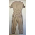 Joie  Women's Short Sleeves Cinch Waist Tapered Leg Jumpsuit Khaki Size‎ Medium Photo 3