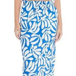 Solid & Striped  Lucienne Midi Skirt XS Blue White Leaf‎ Print Linen Photo 0