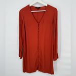Madewell  Heather Long-Sleeve Button-Front Dress Shirt‎ Dress Rusty Torch Sz XS Photo 2